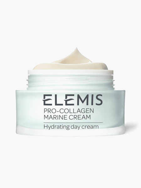 Pro-Collagen Marine Cream in branded soft mint jar on light gray background